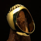 Excellent crafted solid Brass Men's Predator Ring Lion red CZ Eyes - BikeRing4u