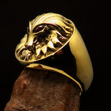 Excellent crafted solid Brass Men's Predator Ring Lion red CZ Eyes - BikeRing4u