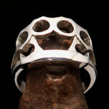 Excellent crafted Men's Biker Sterling Silver Ring Knuckle Duster - BikeRing4u