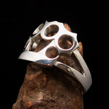 Excellent crafted Men's Biker Sterling Silver Ring Knuckle Duster - BikeRing4u