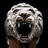 Excellent crafted Men's Animal Ring Male Lion blue Sapphire Eyes Sterling Silver 925 - BikeRing4u