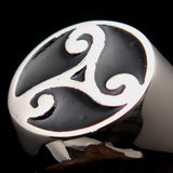 Perfectly crafted Men's Celtic Triade Ring Black Triskele - Sterling Silver - BikeRing4u