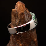 Excellent crafted Men's Biker Ring green lucky Number 13 - Sterling Silver - BikeRing4u