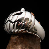 Excellent crafted Halloween Men's Sterling Silver Pumpkin Ring - BikeRing4u