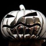 Excellent crafted Halloween Men's Sterling Silver Pumpkin Ring - BikeRing4u