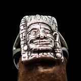 Excellent crafted Sterling Silver Buddha Men's Ring ancient Bayon Angkor Wat - BikeRing4u