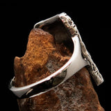 Excellent crafted Sterling Silver Buddha Men's Ring ancient Bayon Angkor Wat - BikeRing4u