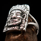 Excellent crafted Sterling Silver Buddha Men's Ring ancient Bayon Angkor Wat - BikeRing4u
