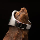 Excellent crafted Men's green Muhammad Muslim Ring - Sterling Silver - BikeRing4u