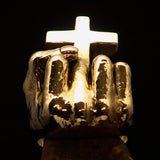 Excellent crafted Men's Brass Atheist Ring Fist Middle Finger Cross - BikeRing4u