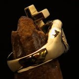Excellent crafted Men's Brass Atheist Ring Fist Middle Finger Cross - BikeRing4u