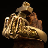 Excellent crafted Men's Brass Atheist Ring Fist Middle Finger Cross - BikeRing4u