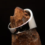 Excellent crafted Men's Hammer and Sickle Crest Ring red - Sterling Silver - BikeRing4u