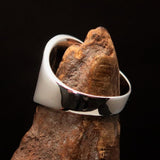 Excellent crafted Men's red Muhammad Muslim Ring - Sterling Silver - BikeRing4u