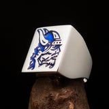 Perfectly crafted Men's Ring blue Viking Warrior - Sterling Silver - BikeRing4u