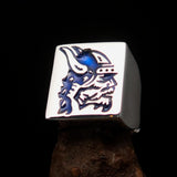 Perfectly crafted Men's Ring blue Viking Warrior - Sterling Silver - BikeRing4u