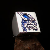 Perfectly crafted Men's Ring blue Viking Warrior - Sterling Silver - BikeRing4u