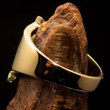 Mirror polished Men's Brass Initial Ring one bold Letter A - BikeRing4u