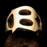 Mirror polished Men's Brass Initial Ring one bold Letter B - BikeRing4u