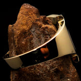 Mirror polished Men's Brass Initial Ring one bold Letter B - BikeRing4u