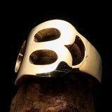 Mirror polished Men's Brass Initial Ring one bold Letter B - BikeRing4u