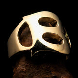 Mirror polished Men's Brass Initial Ring one bold Letter B - BikeRing4u