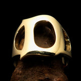 Mirror polished Men's Brass Initial Ring one bold Letter D - BikeRing4u