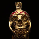Excellent crafted Men's Skull Biker Ring Roman Centurion Red - Solid Brass - BikeRing4u