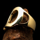 Mirror polished Men's Brass Initial Ring one bold Letter D - BikeRing4u