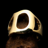 Mirror polished Men's Brass Initial Ring one bold Letter D - BikeRing4u