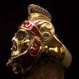 Excellent crafted Men's Skull Biker Ring Roman Centurion Red - Solid Brass - BikeRing4u
