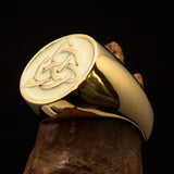 Nicely crafted Men's Triquetra Ring Celtic Triskelion Knot White - Solid Brass - BikeRing4u