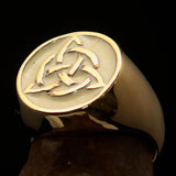 Nicely crafted Men's Triquetra Ring Celtic Triskelion Knot White - Solid Brass - BikeRing4u