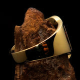 Mirror polished Men's Brass Initial Ring one bold Letter G - BikeRing4u