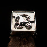 Excellent crafted Men's Zodiac Ring Star Sign Capricorn - two tone Sterling Silver - BikeRing4u
