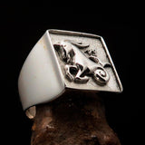 Excellent crafted Men's Zodiac Ring Star Sign Capricorn - two tone Sterling Silver - BikeRing4u