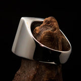 Excellent crafted Men's Zodiac Ring Star Sign Capricorn - two tone Sterling Silver - BikeRing4u