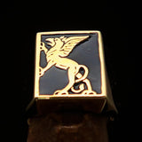 Perfectly crafted Men's Black Griffin Ring Griffon - Solid Brass - BikeRing4u