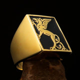 Perfectly crafted Men's Black Griffin Ring Griffon - Solid Brass - BikeRing4u