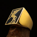 Perfectly crafted Men's Black Griffin Ring Griffon - Solid Brass - BikeRing4u