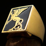 Perfectly crafted Men's Black Griffin Ring Griffon - Solid Brass - BikeRing4u