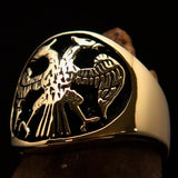Excellent crafted ancient Men's Twin Head Eagle Ring - antiqued Brass - BikeRing4u