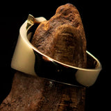 Mirror polished Men's Brass Initial Ring one bold Letter J - BikeRing4u