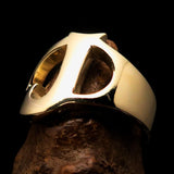 Mirror polished Men's Brass Initial Ring one bold Letter J - BikeRing4u