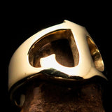 Mirror polished Men's Brass Initial Ring one bold Letter J - BikeRing4u