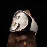 Excellent crafted Men's Spades Yin Yang Poker Ring - two tone Sterling Silver - BikeRing4u