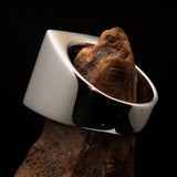 Nicely crafted Men's Greek Warrior Ring - two tone Sterling Silver - BikeRing4u