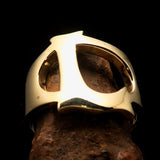 Mirror polished Men's Brass Initial Ring one bold Letter L - BikeRing4u