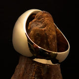 Excellent crafted Men's Hebrew Ring Black Black Star of David - Solid Brass - BikeRing4u