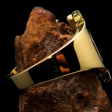 Mirror polished Men's Brass Initial Ring one bold Letter N - BikeRing4u